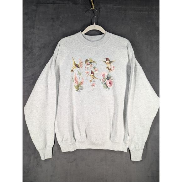Vtg Hanes Humming Bird Sweatshirt XL Gray Pull Over - Picture 1 of 10